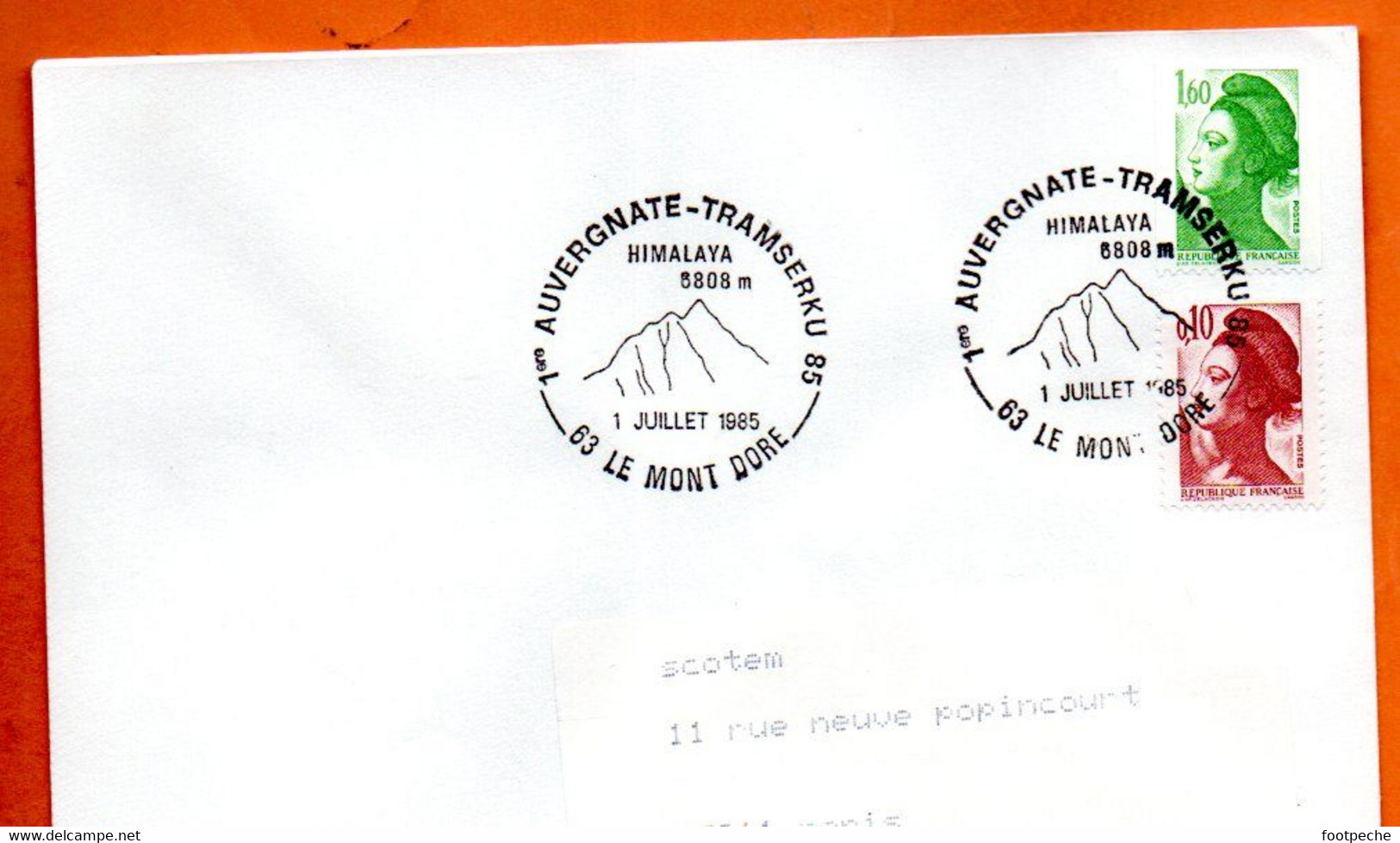 63 LE MONT DORE   HIMALAYA 6808 M.  1985  Lettre Entière N° TU 955 - Gedenkstempels