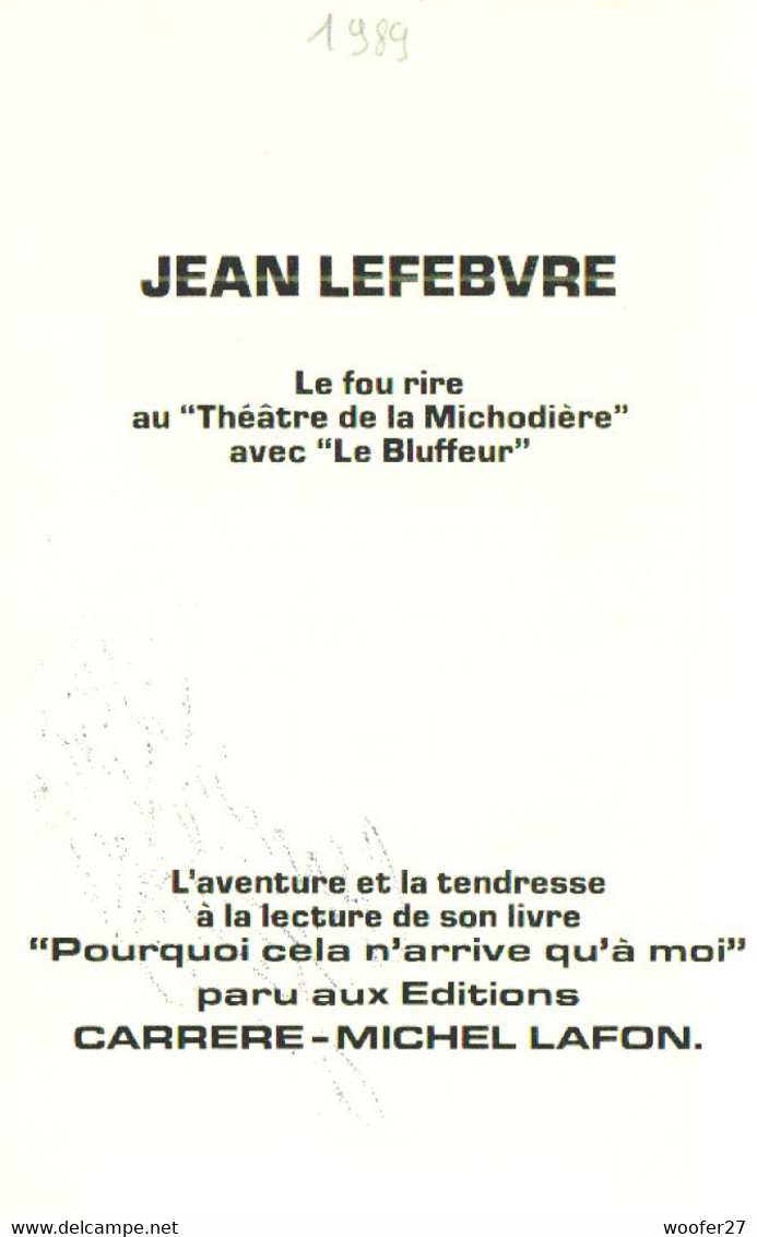 JEAN LEFEBVRE  Dédicace Autographe  Acteur Cinéma - Other & Unclassified