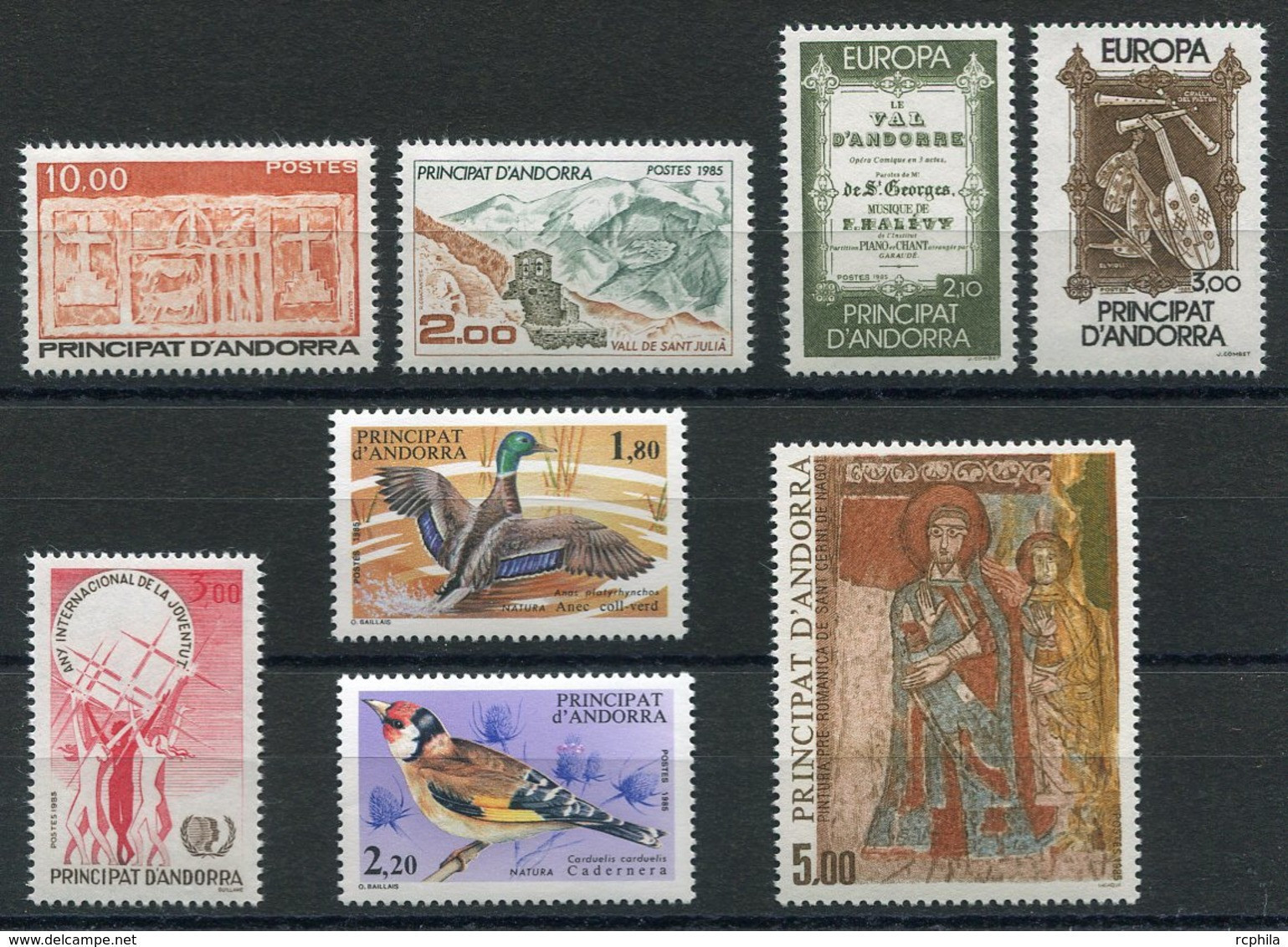 RC 19316 ANDORRE COTE 32€ - 1985 ANNÉE COMPLETE SOIT 8 TIMBRES N° 337 / 344 NEUF ** MNH TB - Années Complètes