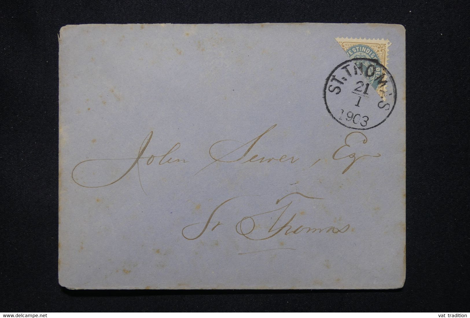 ANTILLES DANOISES - Affranchissement Demi Timbre N° Yvert 7a Sur Enveloppe De St Thomas En Local En 1903 - L 110878 - Danemark (Antilles)