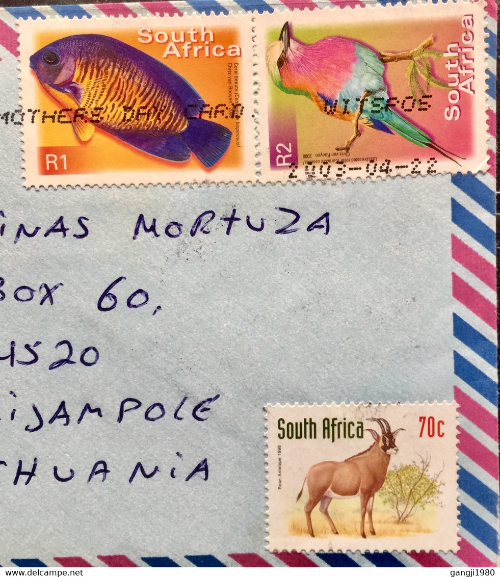 SOUTH AFRICA 2003 COVER TO LITHUANIA FISH ,BIRD ,ANIMAL STAMPS - Cartas & Documentos