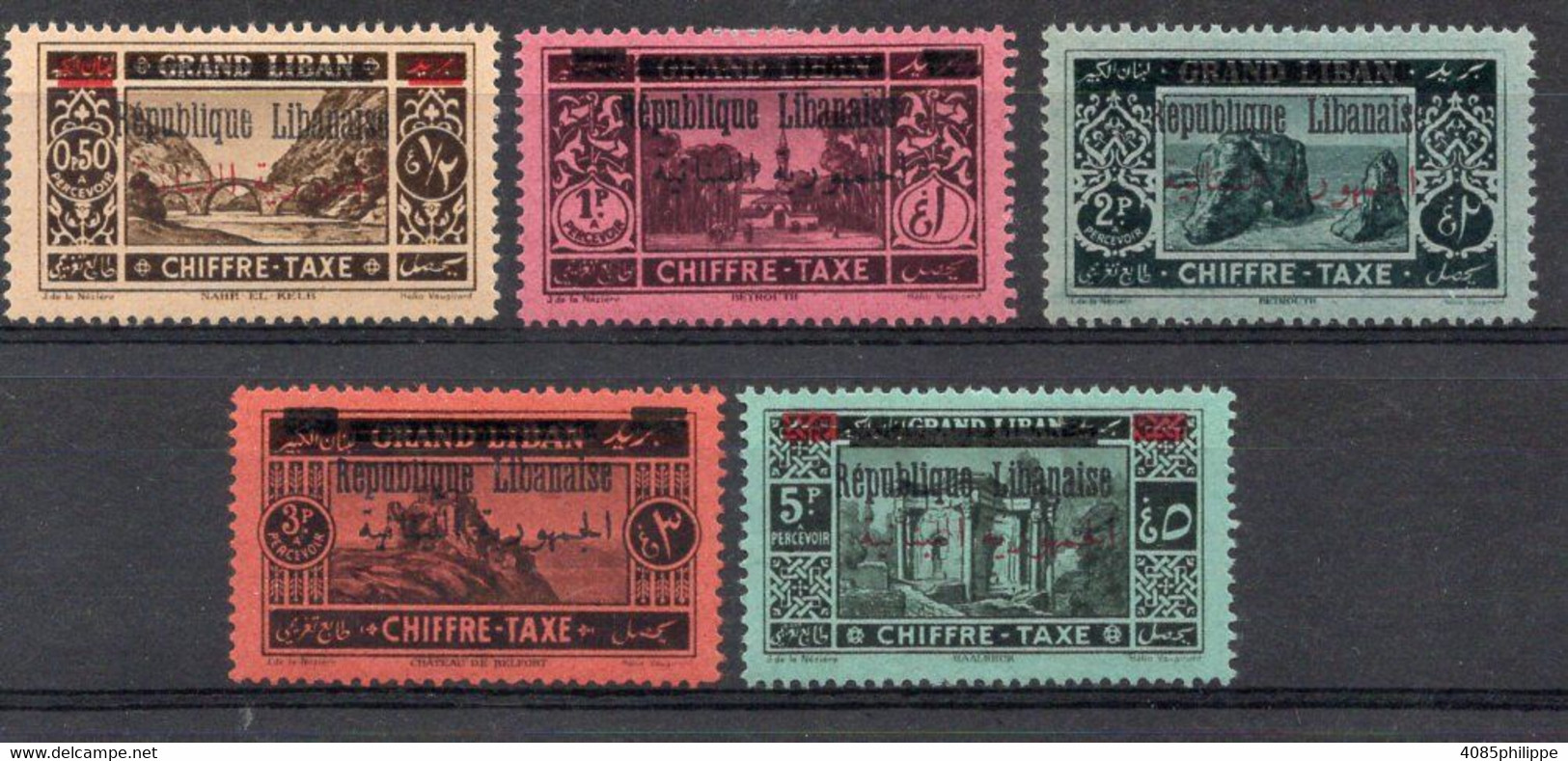 Grand Liban Taxe N°21* à 25* Neufs Charnières Cote : 25,00 € - Timbres-taxe