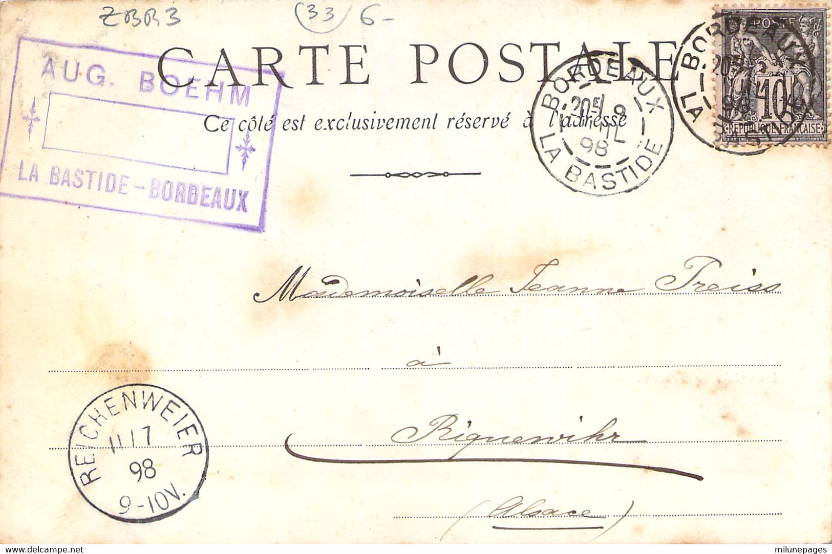 33 GIRONDE Les Allées De Tourny De BoRDEAUX Carte Nuage Précurseur 1898 - Bordeaux