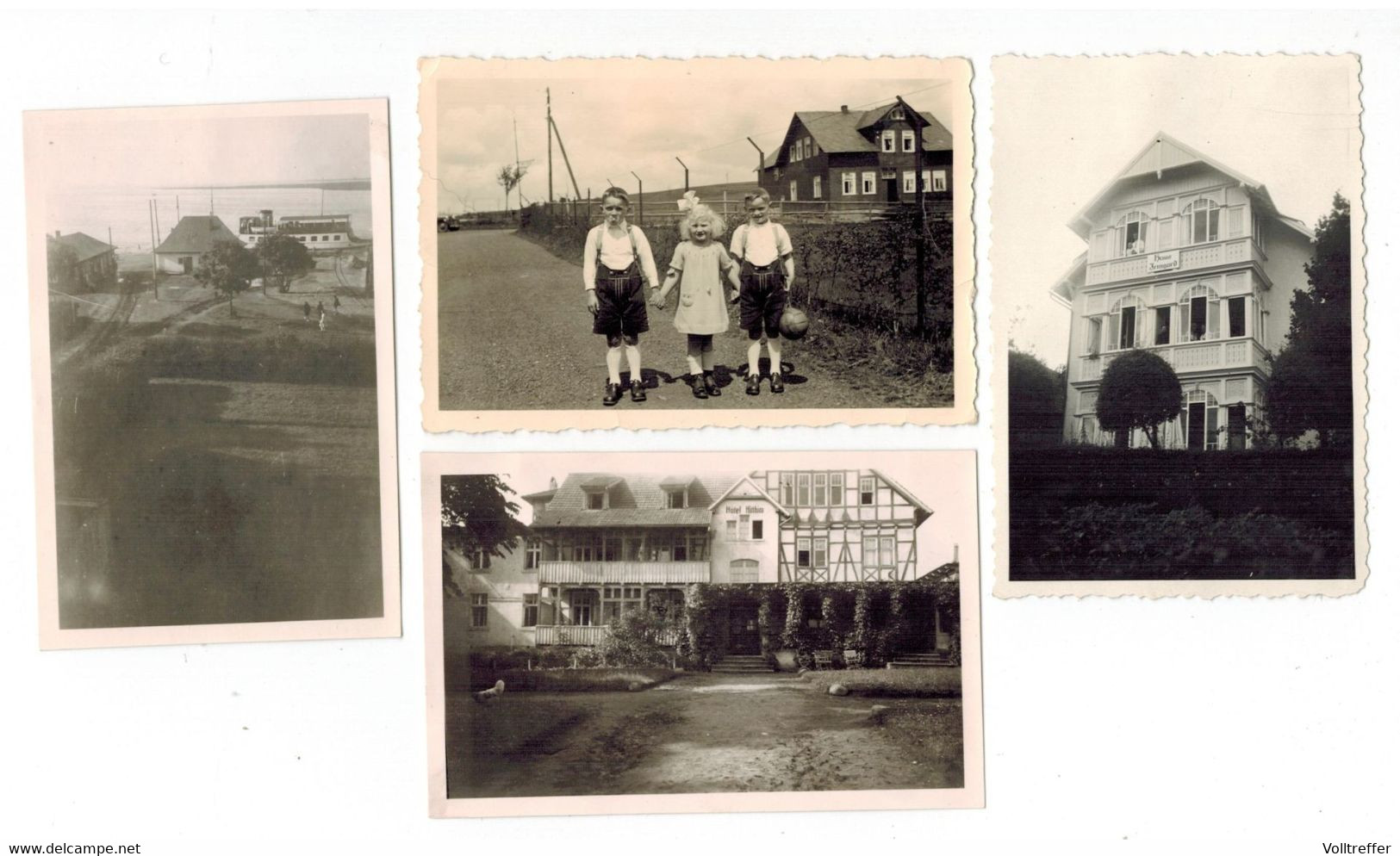 4x Orig. Foto Um 1937 Aufnahmen Hiddensee, Hotel Hitthim, Haus Irmgard, Ortspartie, Kinder - Hiddensee