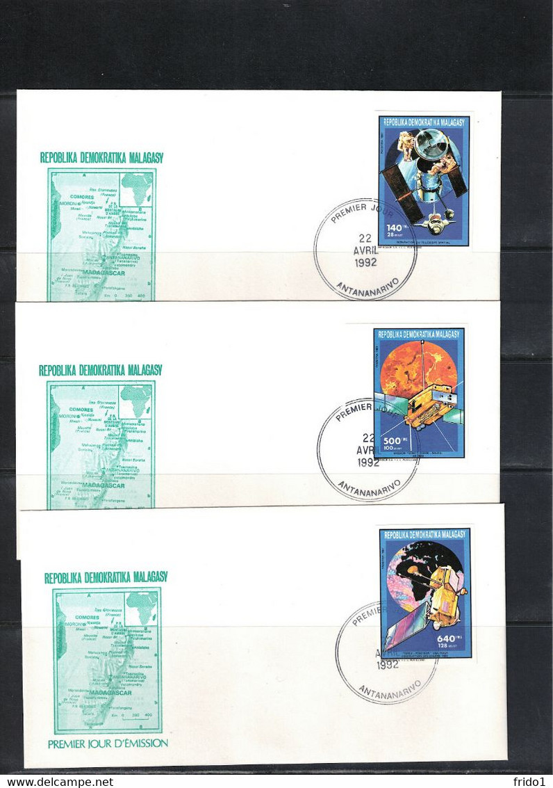 Madagaskar 1992 Space / Raumfahrt Imperforated Stamps 5x (not Complete Set) FDC - Afrika