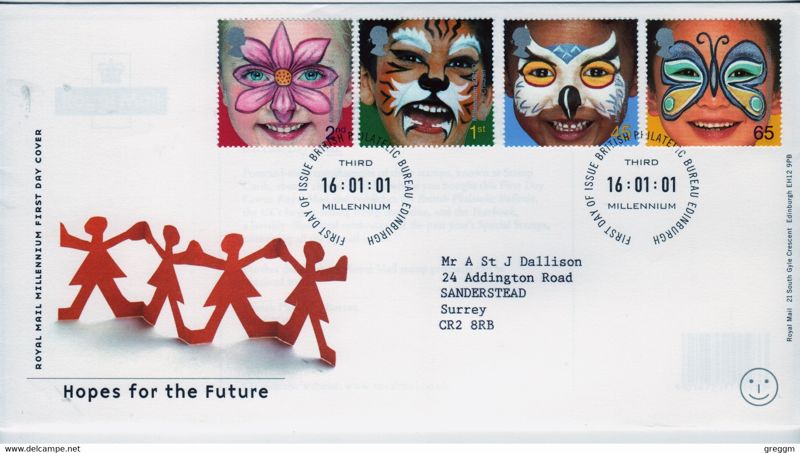 GB First Day Cover To Celebrate Hopes For The Future 2001 - 2001-2010 Em. Décimales