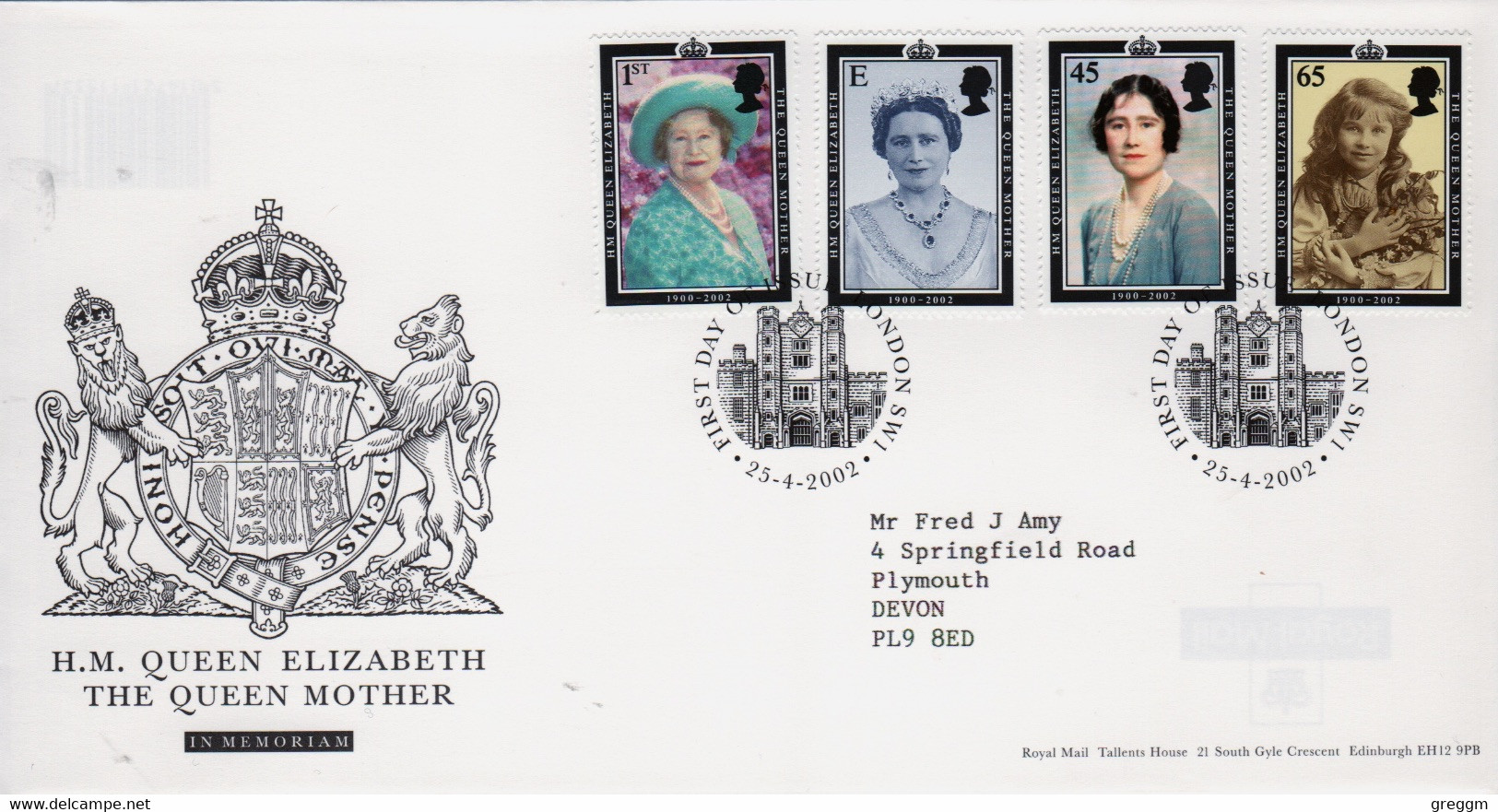 GB First Day Cover To Mark The  Commemoration Of The Queen Mother 2002 - 2001-2010. Decimale Uitgaven