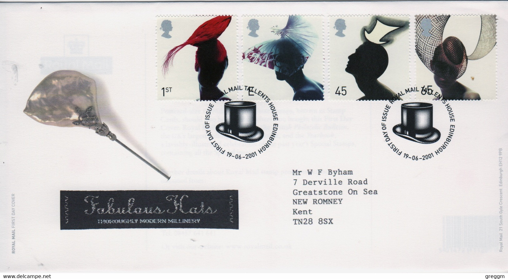 GB First Day Cover To Celebrate Fabulous Hats  2001 - 2001-2010 Em. Décimales