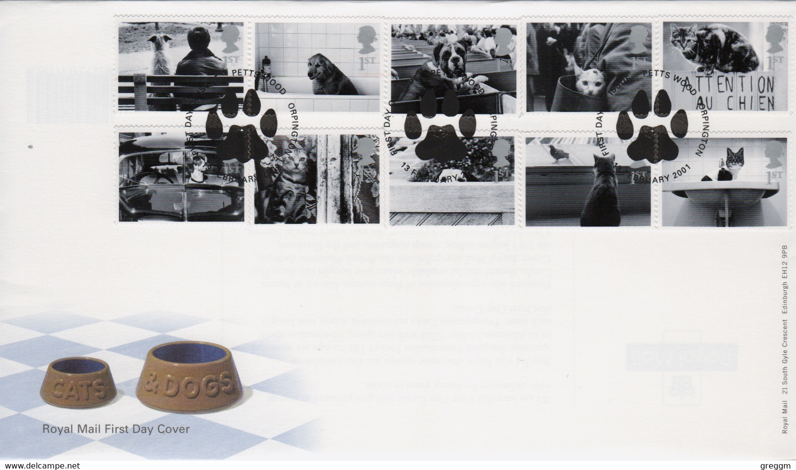 GB First Day Cover To Celebrate Cats And Dogs  2001 - 2001-10 Ediciones Decimales