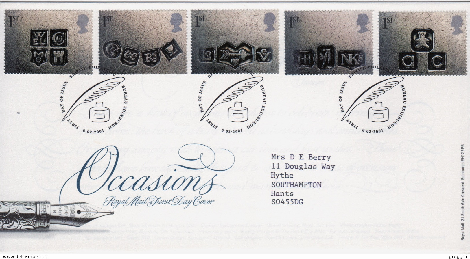 GB First Day Cover To Celebrate Occasions  2001 - 2001-2010 Em. Décimales