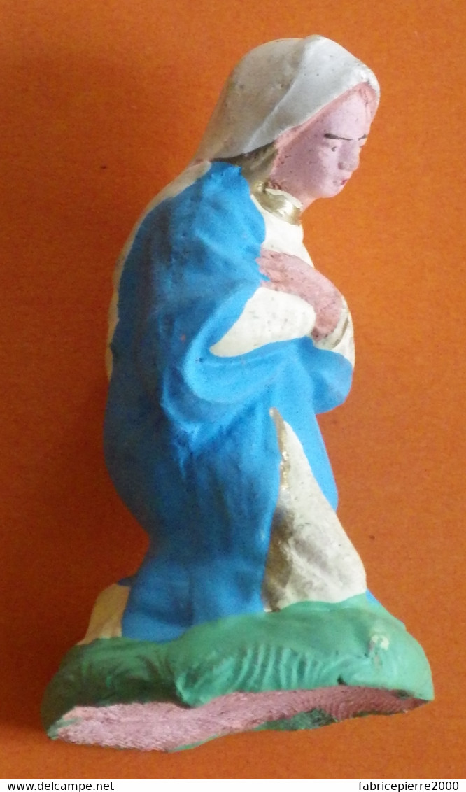 SANTONS CRECHE - Marie et Joseph et un berger en terre cuite peinte EXCELLENT ETAT Noël