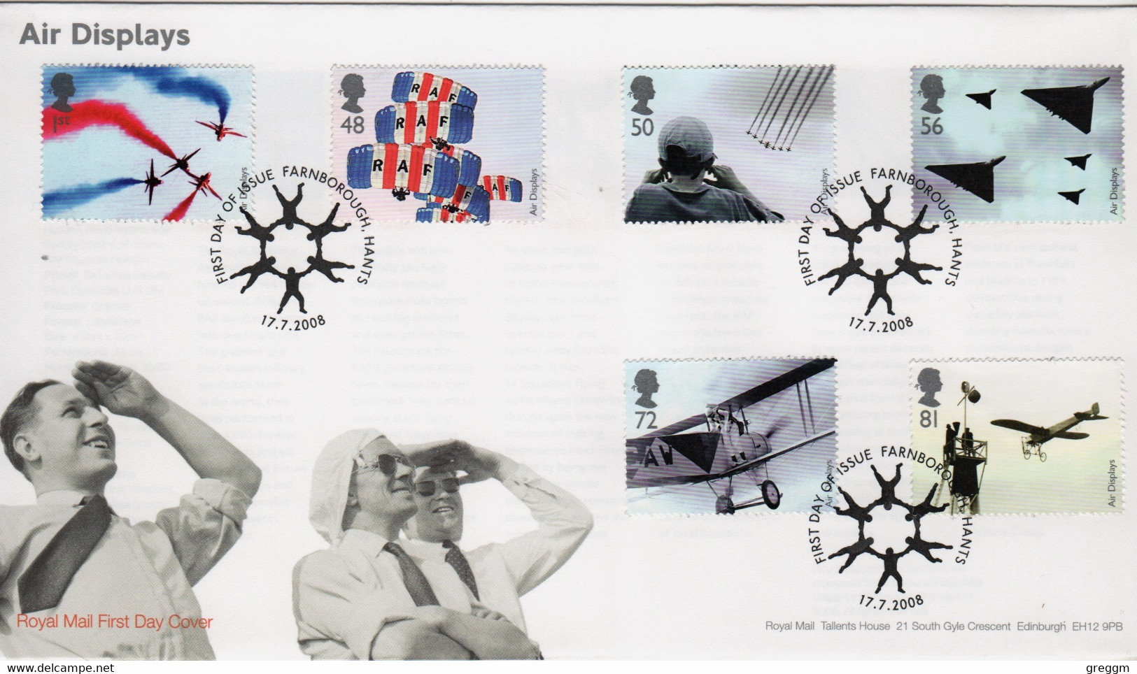 GB First Day Cover To Celebrate Air Displays 2008 - 2001-10 Ediciones Decimales