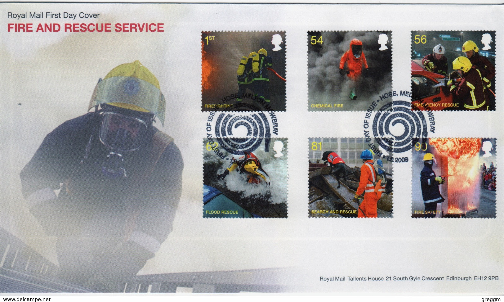GB First Day Cover To Celebrate Fire And Rescue Service  2009 - 2001-2010. Decimale Uitgaven