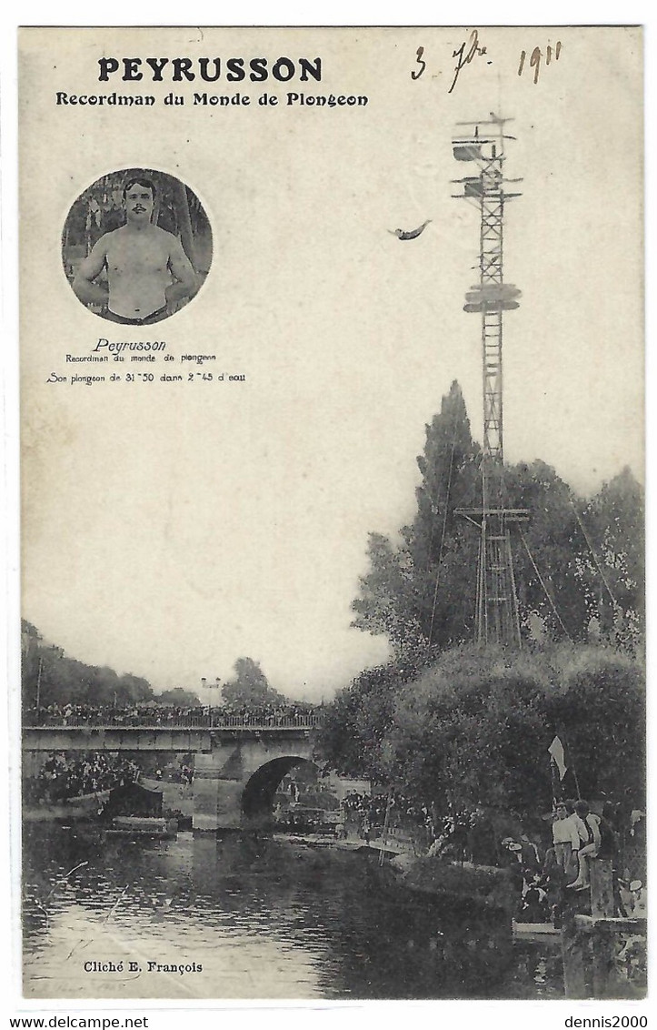 PLONGEON - PEYRUSSON, Recordman Du Monde De Plongeon - Ed. Cliché E. François - Salto De Trampolin