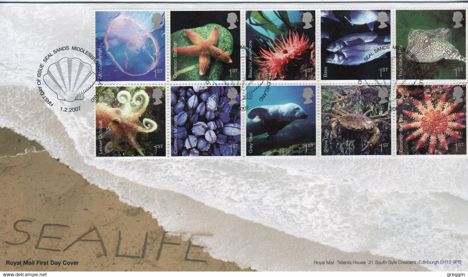 GB First Day Cover To Celebrate Sea Life  2007 - 2001-2010. Decimale Uitgaven
