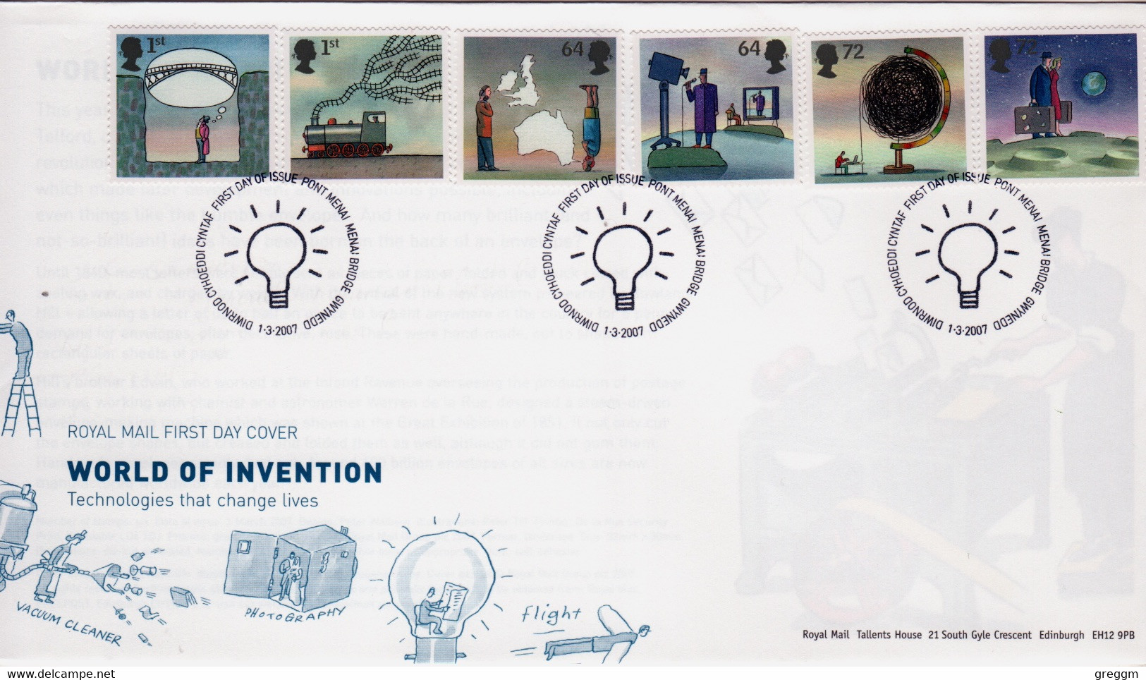 GB First Day Cover To Celebrate World Of Invention  2007 - 2001-2010 Em. Décimales