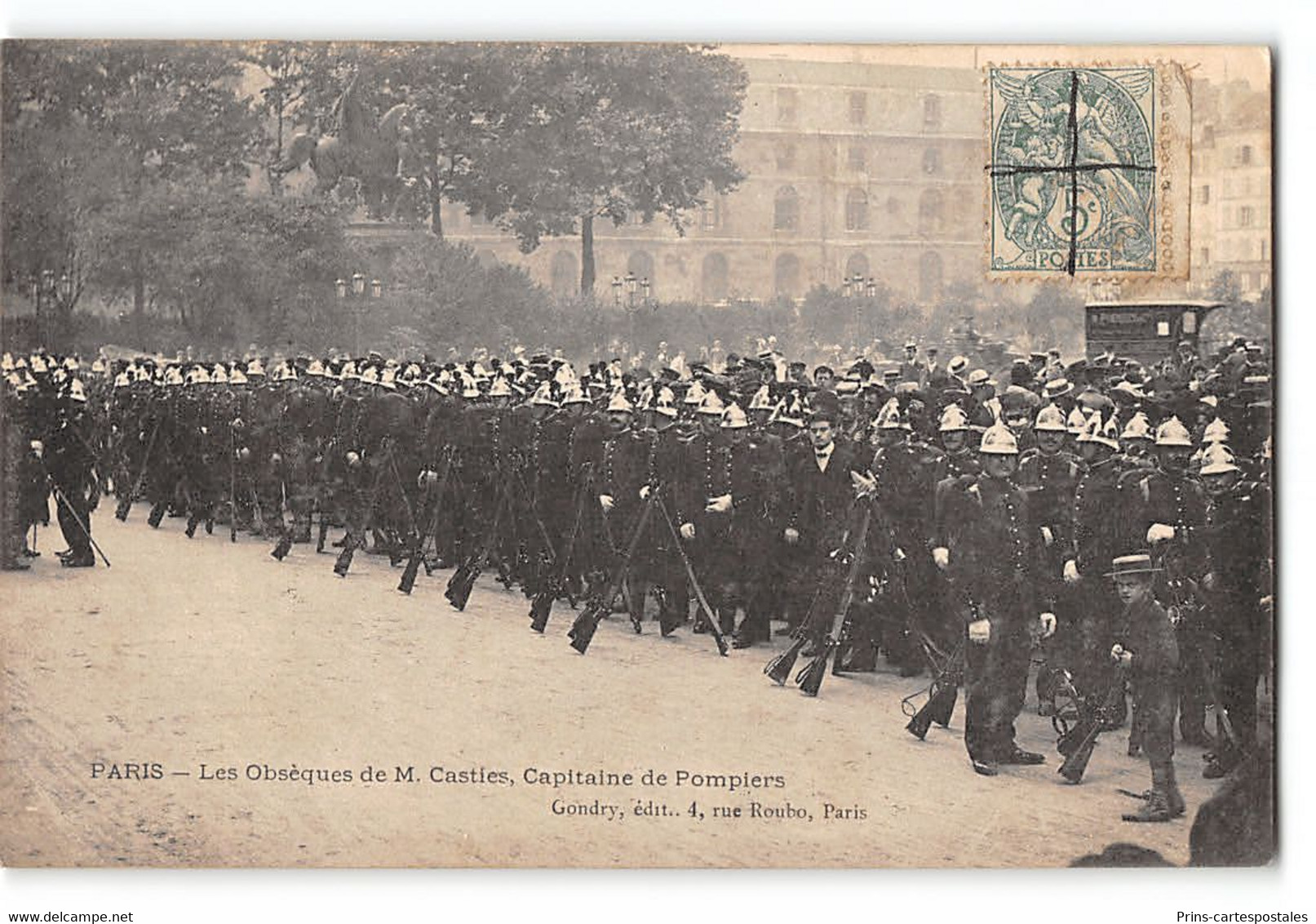 Serie de 10 cartes des Obseques du Capitaine Casties victime de l'incendie de la rue de Bercy - Pompier Gondry edit