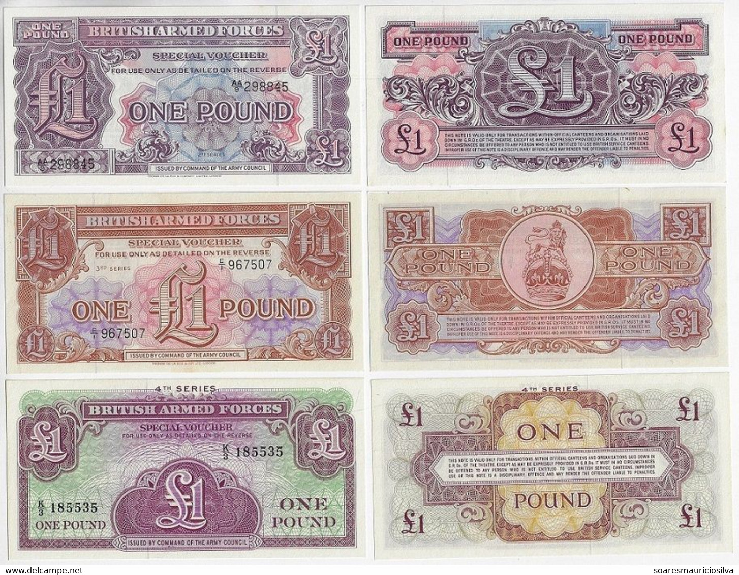 United Kingdom Great Britain 3 Banknote 1 Pound 1956 / 1962 Pick-M-22 29 And 36 Military Issue British Armed Force Unc - British Armed Forces & Special Vouchers