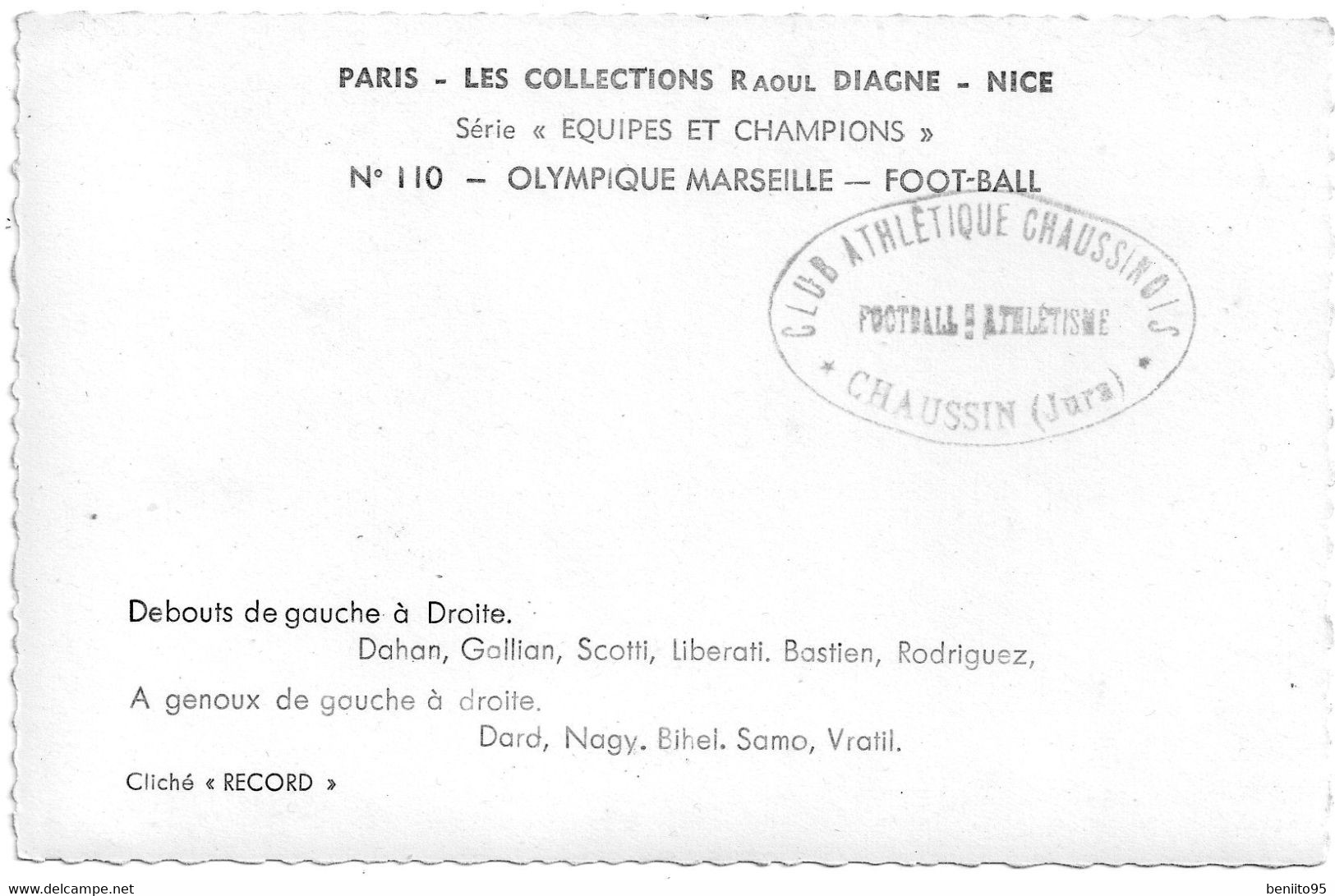 CP De L'équipe 1ère De Football De MARSEILLE 1947-48. - Non Classés