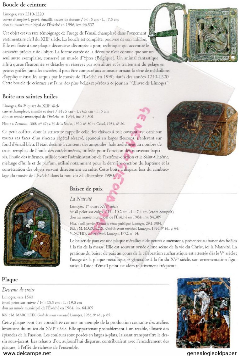 87- LIMOGES - CATALOGUE 50 ANS ACQUISITION ASSOCIATION AMIS MUSEES LIMOGES-PORCELAINE-EMAIL-DUBOUCHE-SARLANDIE JOUHAUD - Historical Documents