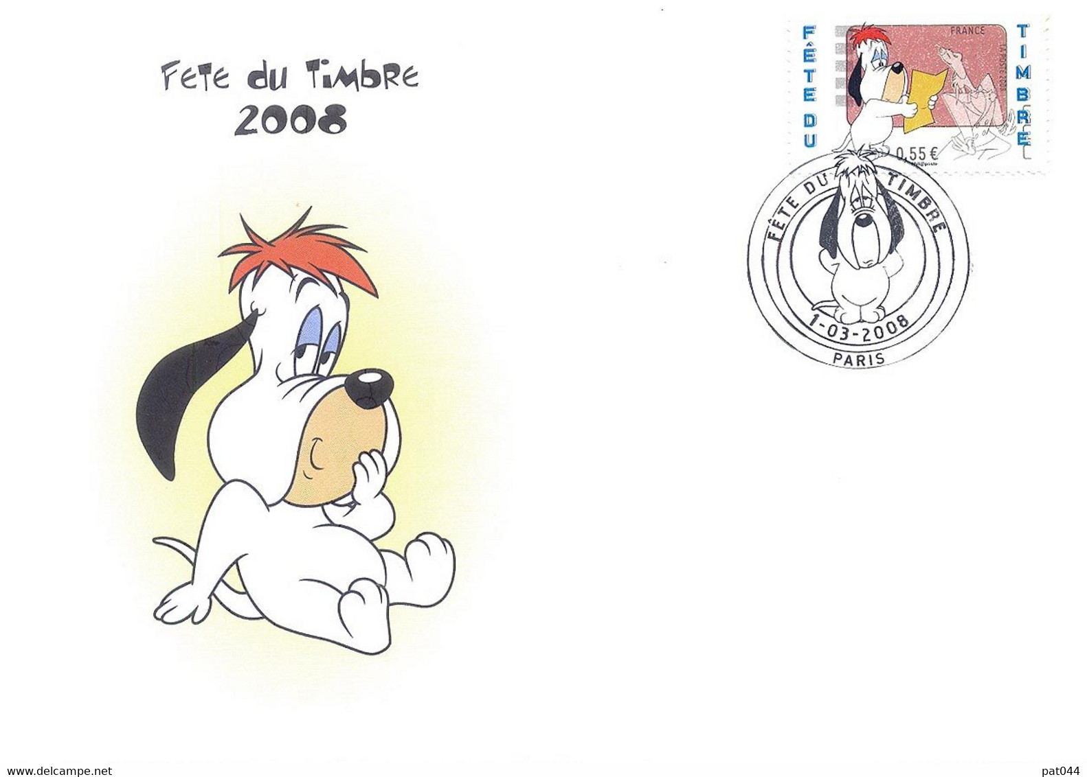 Enveloppe 1er Jour Fête Du Timbre 2008, Droopy, Timbre Gommé, 2008 (YT 4146) - 2000-2009