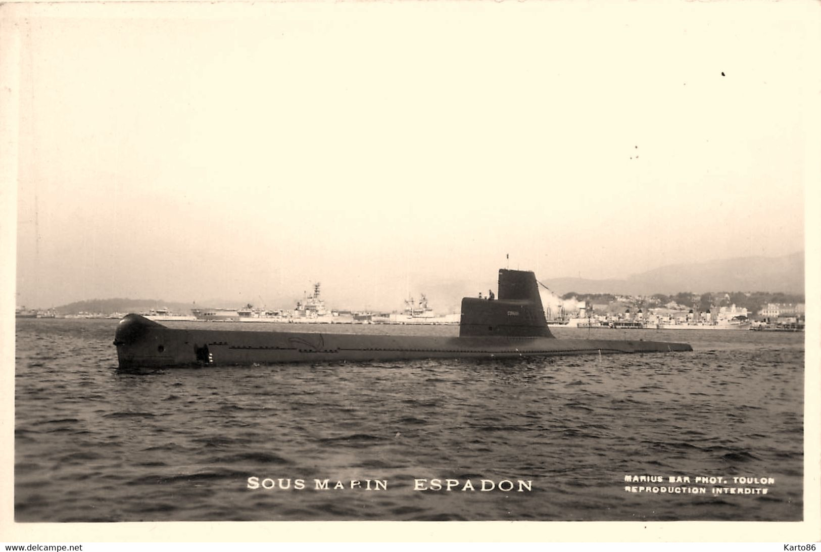 Sous Marin ESPADON * Carte Photo * Bateau Navire De Guerre Marine Française * Militaria * Photo MERCIER , Toulon - Sous-marins