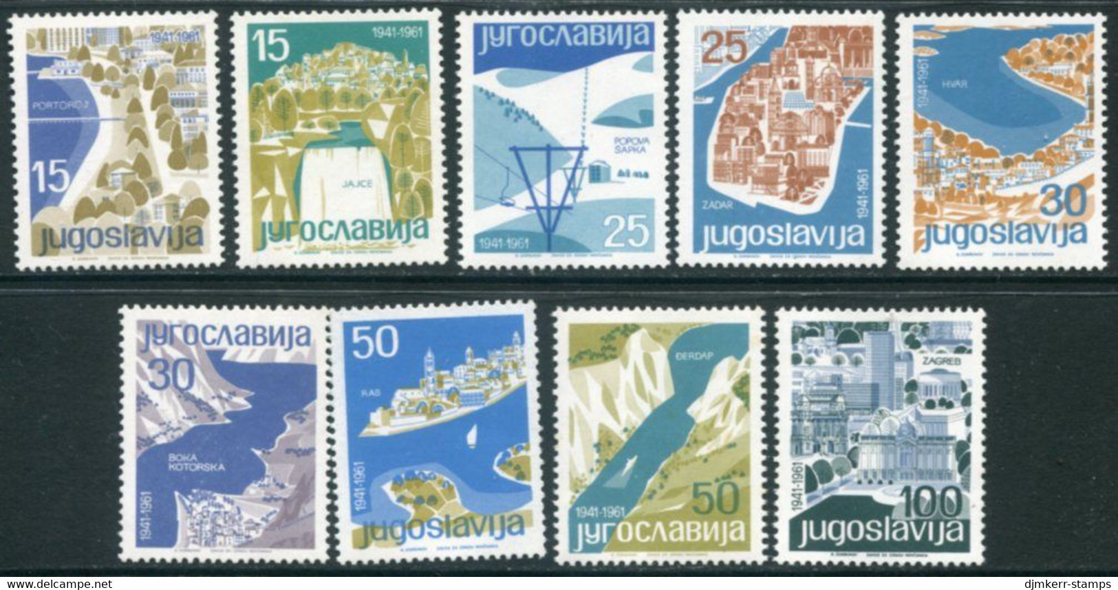 YUGOSLAVIA 1962 Tourist Resorts II MNH / **.  Michel 994-1002 - Unused Stamps