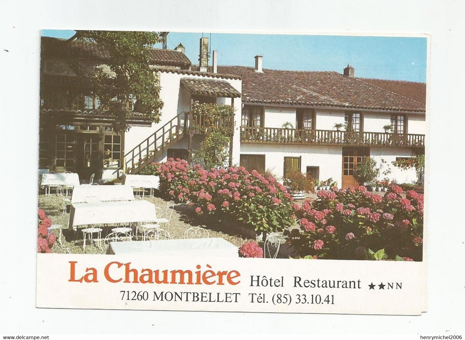 Publicité 71 Montbellet La Chaumière Hotel Restaurant Pub 3 Volets 14x10 Cm Pliée - Pubblicitari