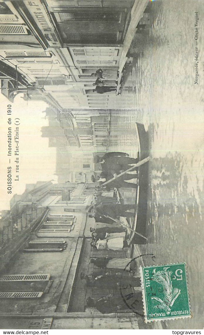 02 SOISSONS - Inondations De 1910 -La Rue Du Plat D'Etain - Soissons