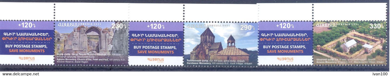 2021. Armenia, Historical And Cultural Monuments Of Armenia, 3v + Labels, Mint/** - Armenien