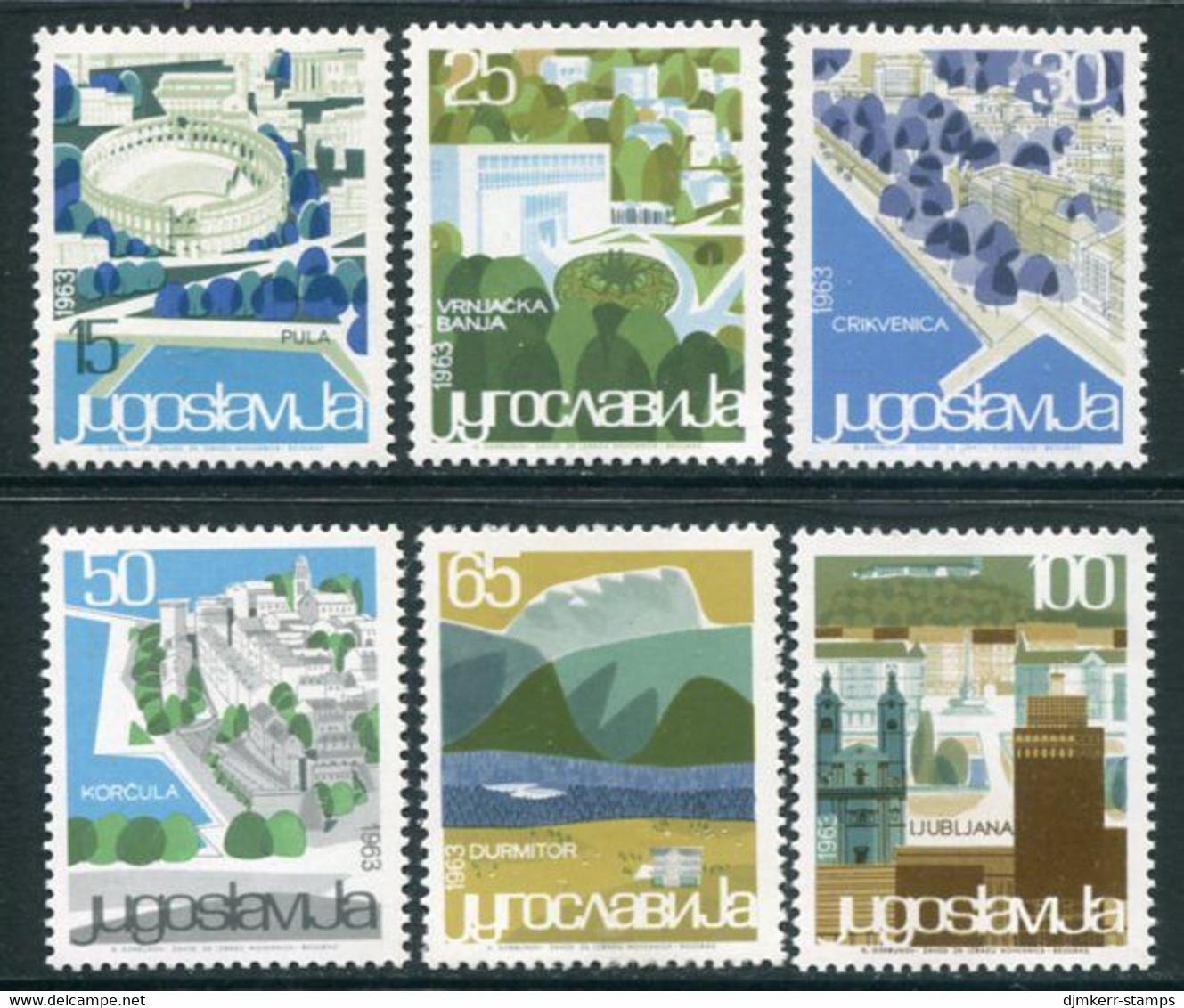 YUGOSLAVIA 1963 Tourist Resorts III MNH / **.  Michel 1040-45 - Unused Stamps