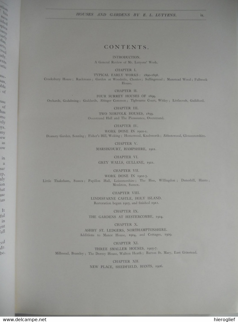 HOUSES AND GARDENS BY E.L. LUTYEN decribedb&v criticised by Lawrence Weaver 1913 london