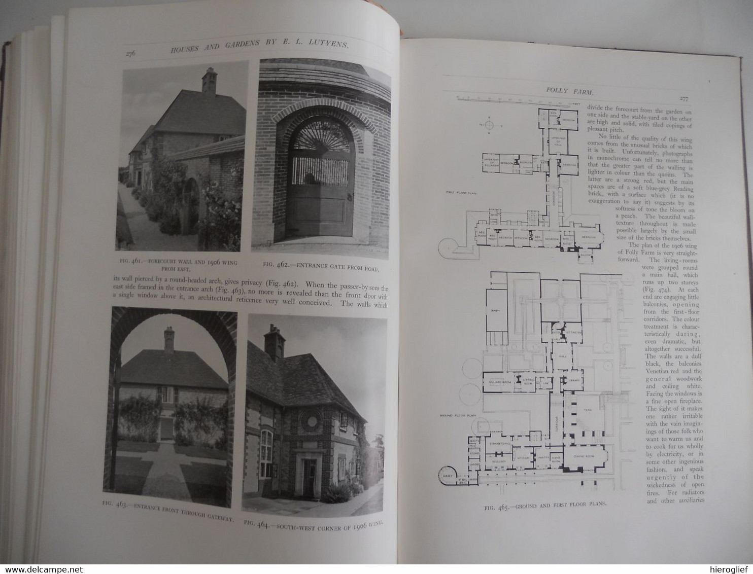 HOUSES AND GARDENS BY E.L. LUTYEN decribedb&v criticised by Lawrence Weaver 1913 london