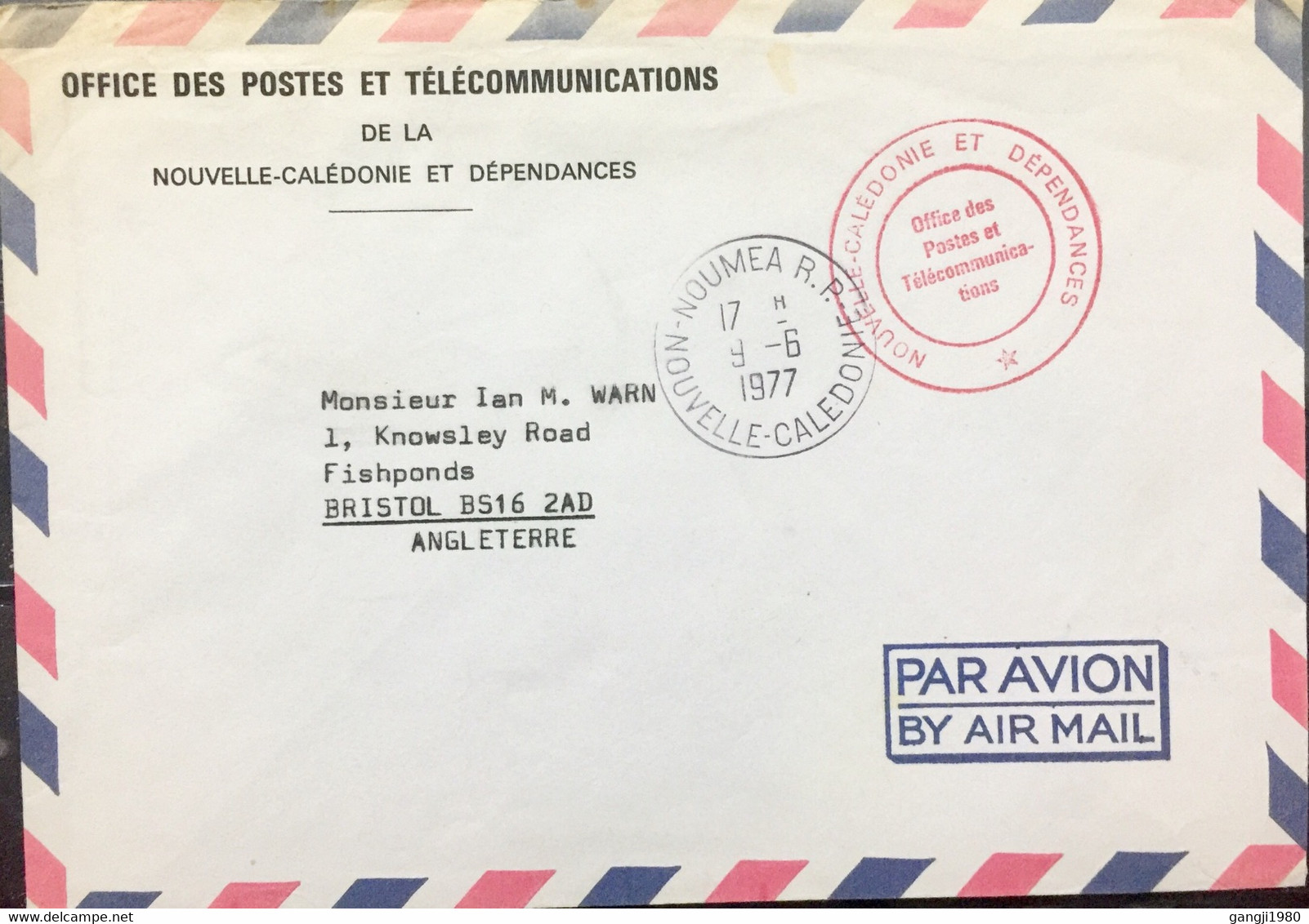 NOUVELLE - CALEDONIA 1977 COVER USED TO ENGLAND - Lettres & Documents