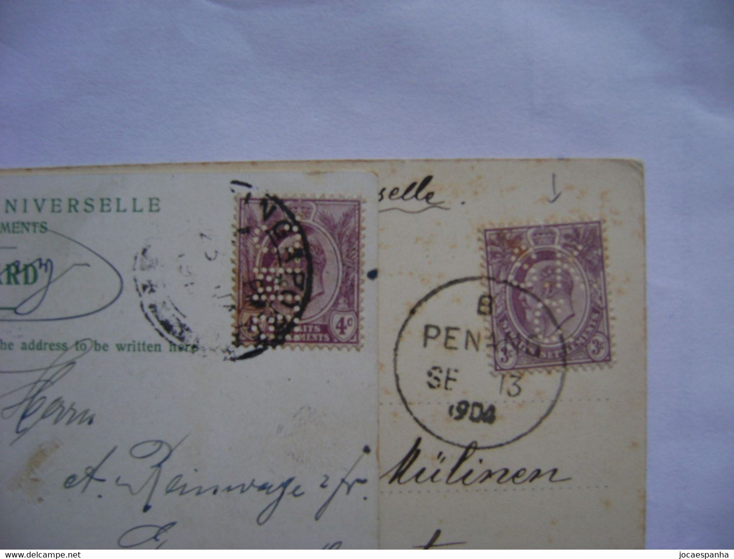 STRAITS SETTLEMENTS (CURRENT SINGAPORE) - 2 CARDS SENT FROM PENANG, 2 PERFIN S.K.C./ B.M.C. IN THE STATE - Singapour (...-1959)