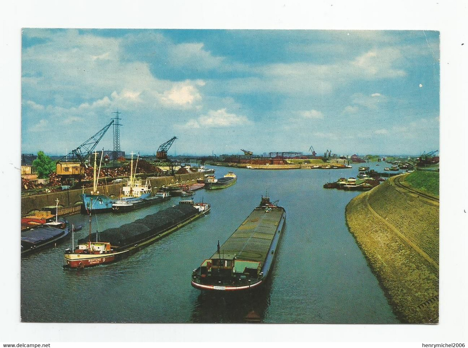 Allemagne Duisburg Kaiserhafen Peniche Neptune Péniches Grue 1979 - Houseboats