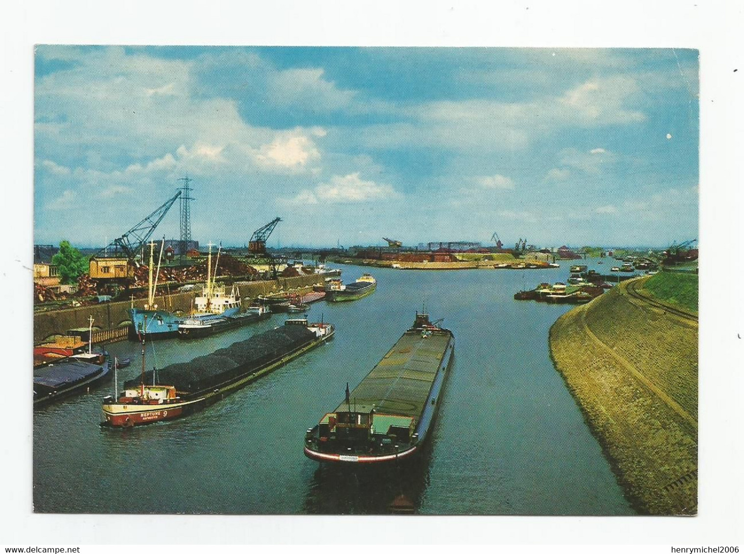 Allemagne Duisburg Kaiserhafen Peniche Neptune Péniches Grue 1979 - Péniches