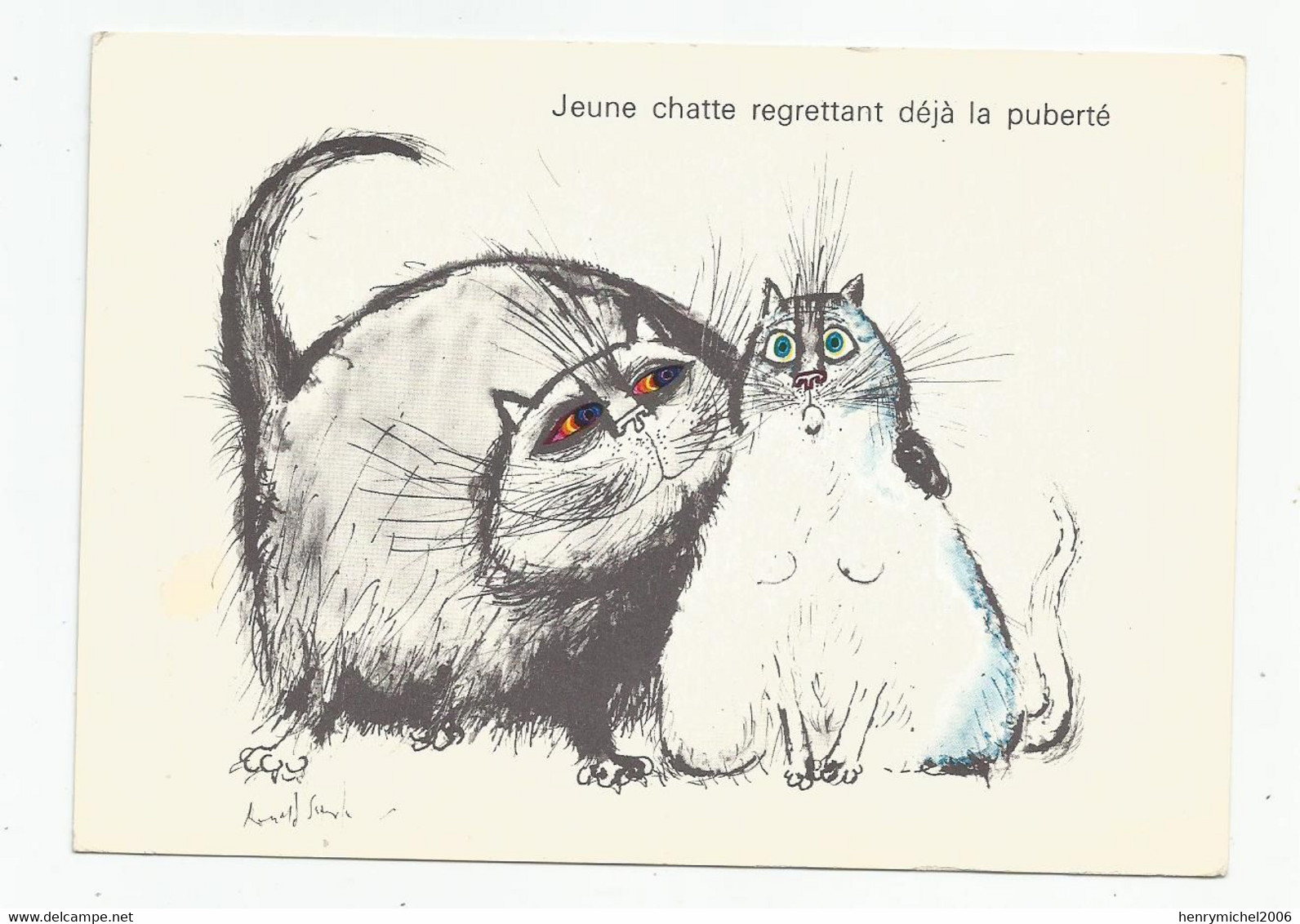 Cpm Ronald Searle De Droles De Chats Jeune Chatte Regrettant Déja La Puberté Ed Empreinte Paris - Other & Unclassified