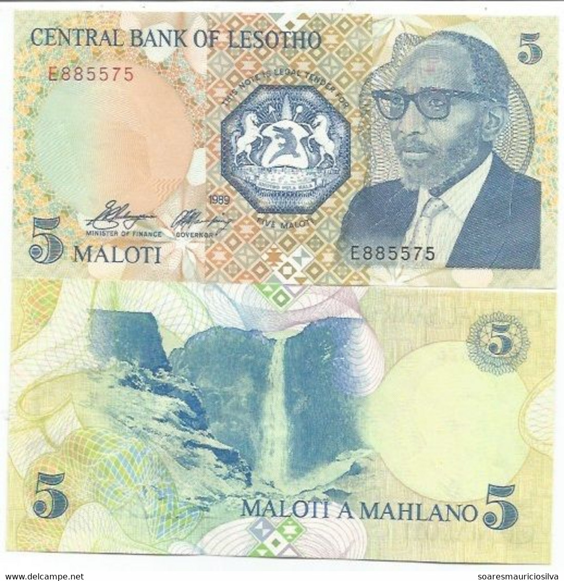 Banknote Lesotho 5 Maloti 1989 Pick-10 Unc - Lesoto