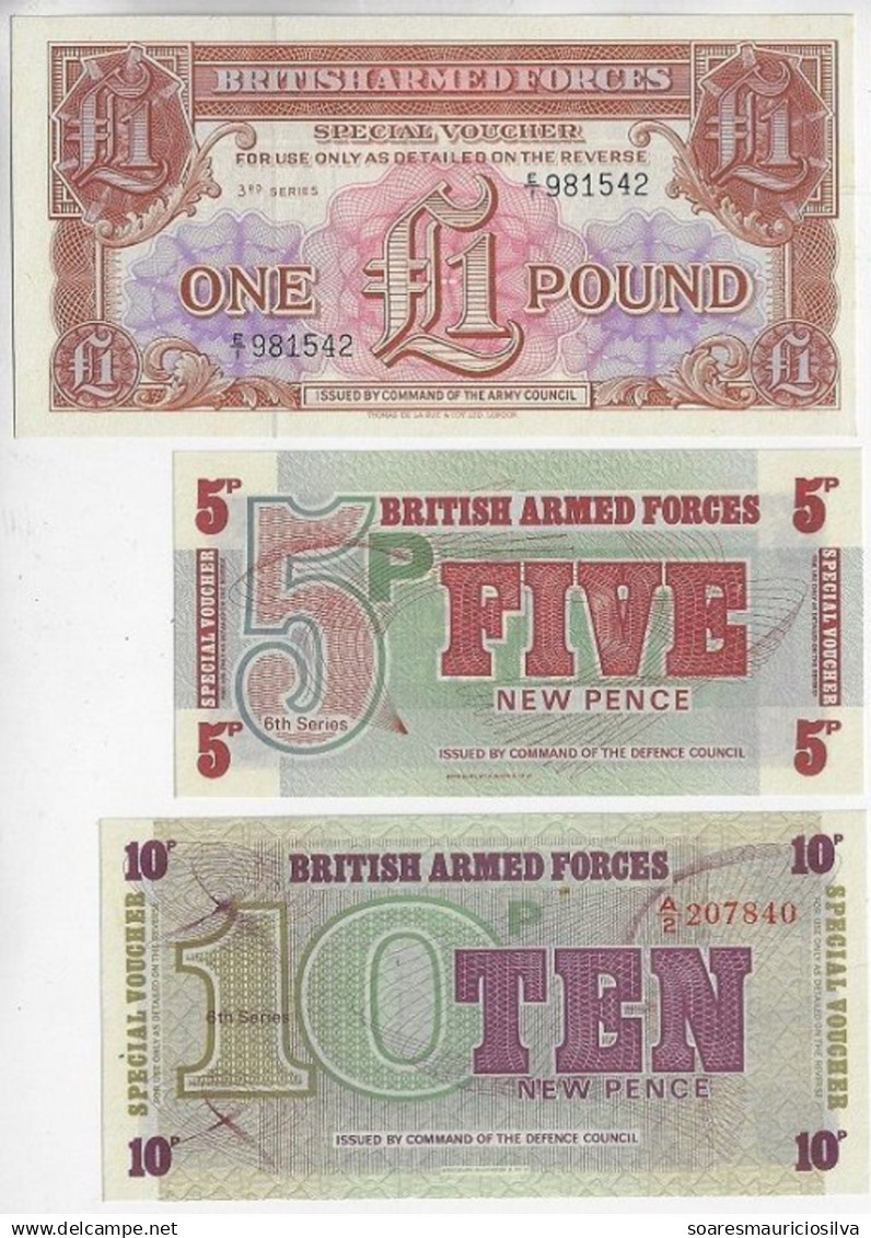 United Kingdom Great Britain 3 Banknote 5 10 New Pence 1 Pound 1956/72 Pick-M-29 47 88 Military British Armed Force Unc - British Armed Forces & Special Vouchers