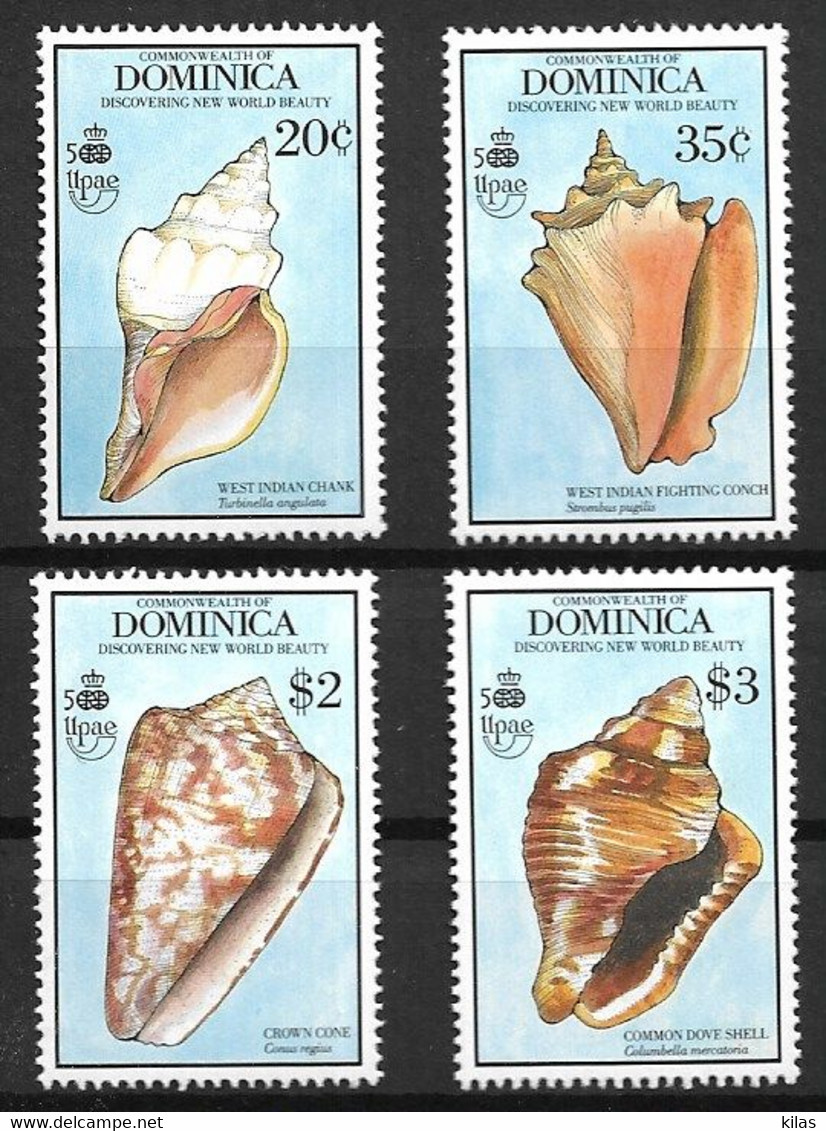 DOMINICA 1990 UPAEP, SHELLS, DISCOVERY OF AMERICA, LATIN AMERICAN HISTORY , CHRISTOPHER COLUMBUS MNH - Christopher Columbus