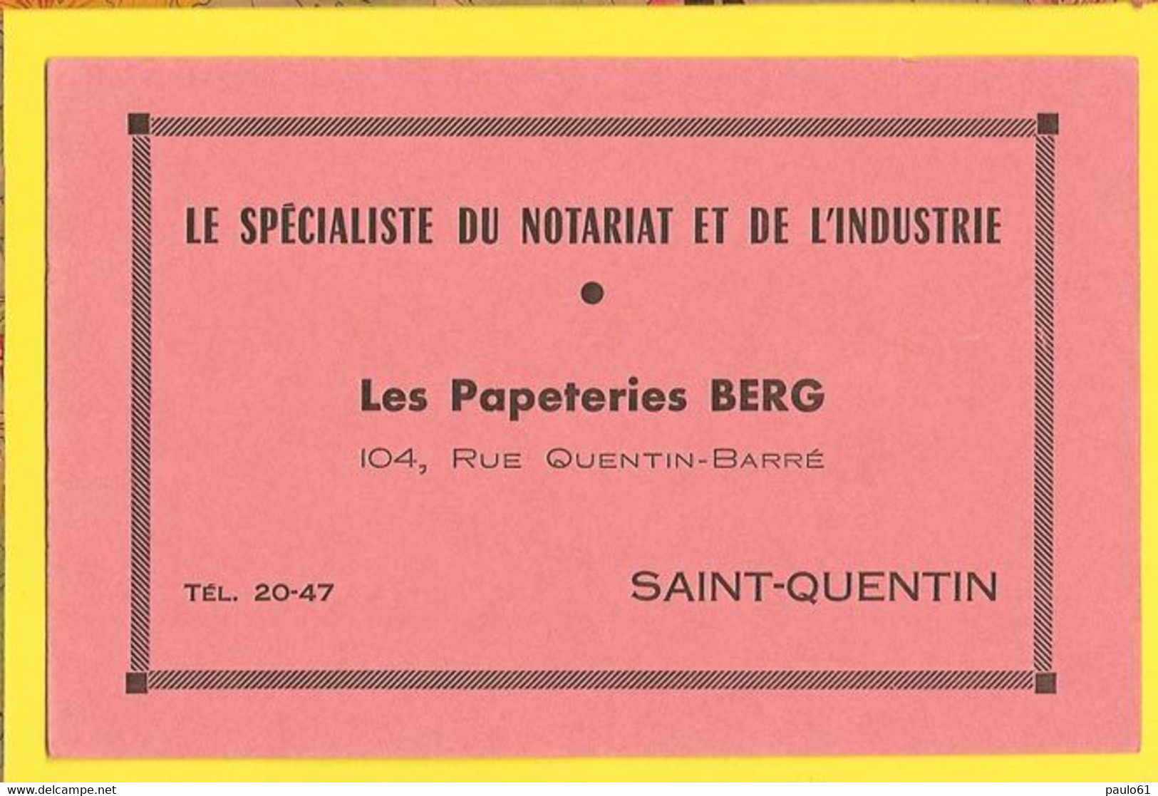 BUVARD :PAPETERIES BERG  Saint Quentin - Papeterie