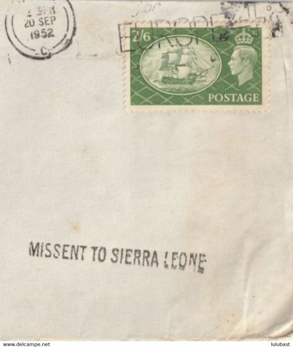 Lettre De Londres Pour Dakar " By Air Mail " + Griffe " Missent To Sierra Leone " TTB. - Storia Postale