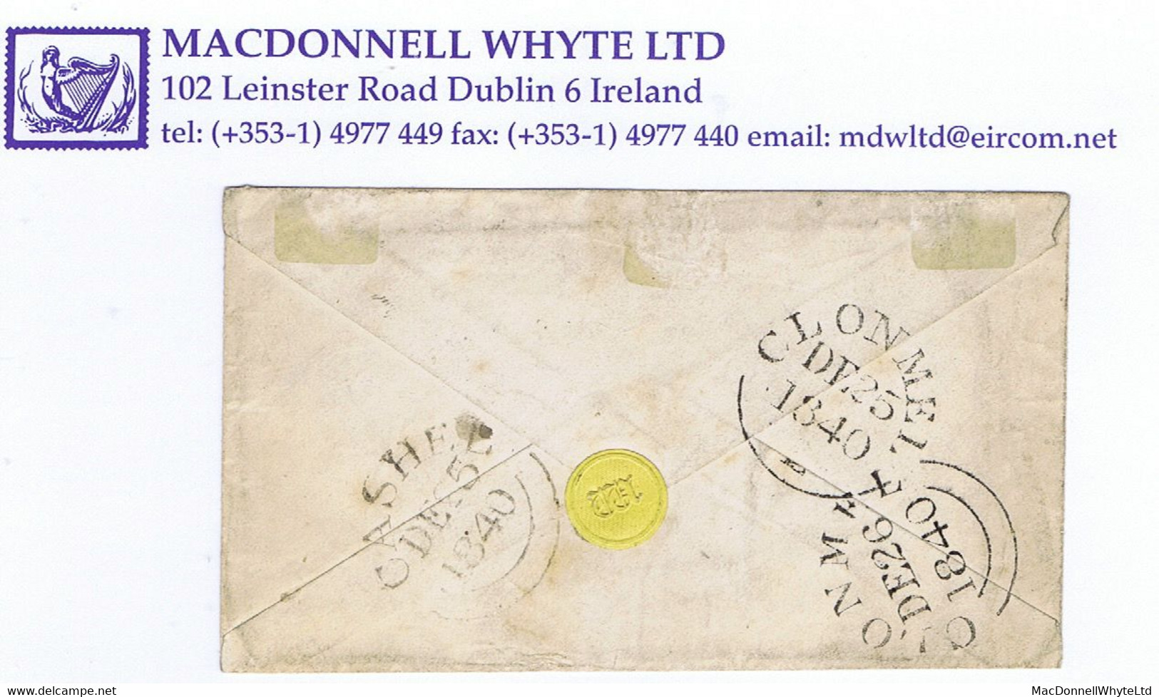 Ireland Tipperary 1840 Unframed Linear POST PAID Of Cashel On Cover To Clonmel, Christmas Day CASHEL DE 25 1840 Cds - Préphilatélie