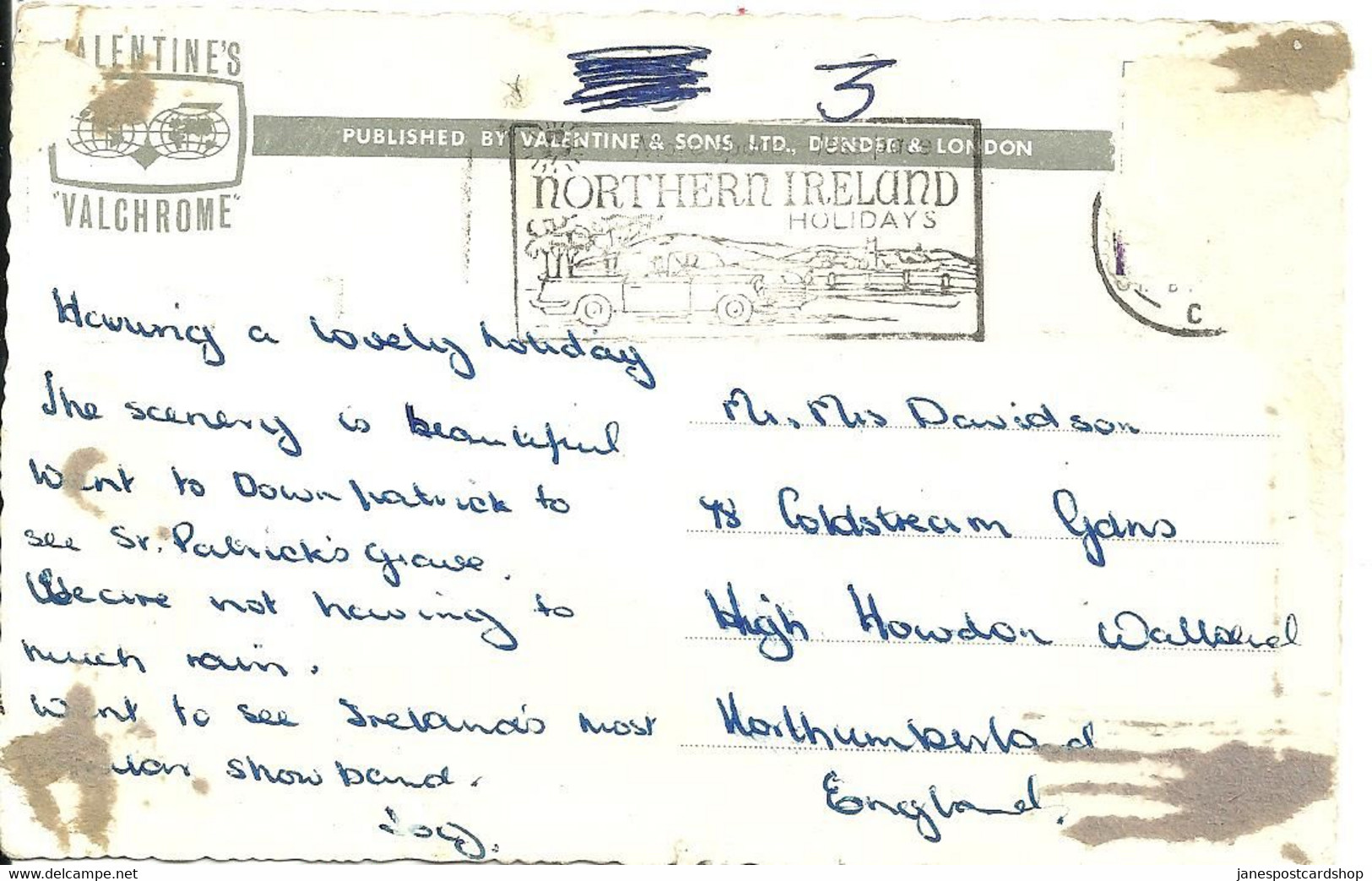 THE OLD INN - CRAWFORDSBURN - COUNTY DOWN - IRELAND - WITH NORTHERN IRELAND SLOGAN POSTMARK - Down