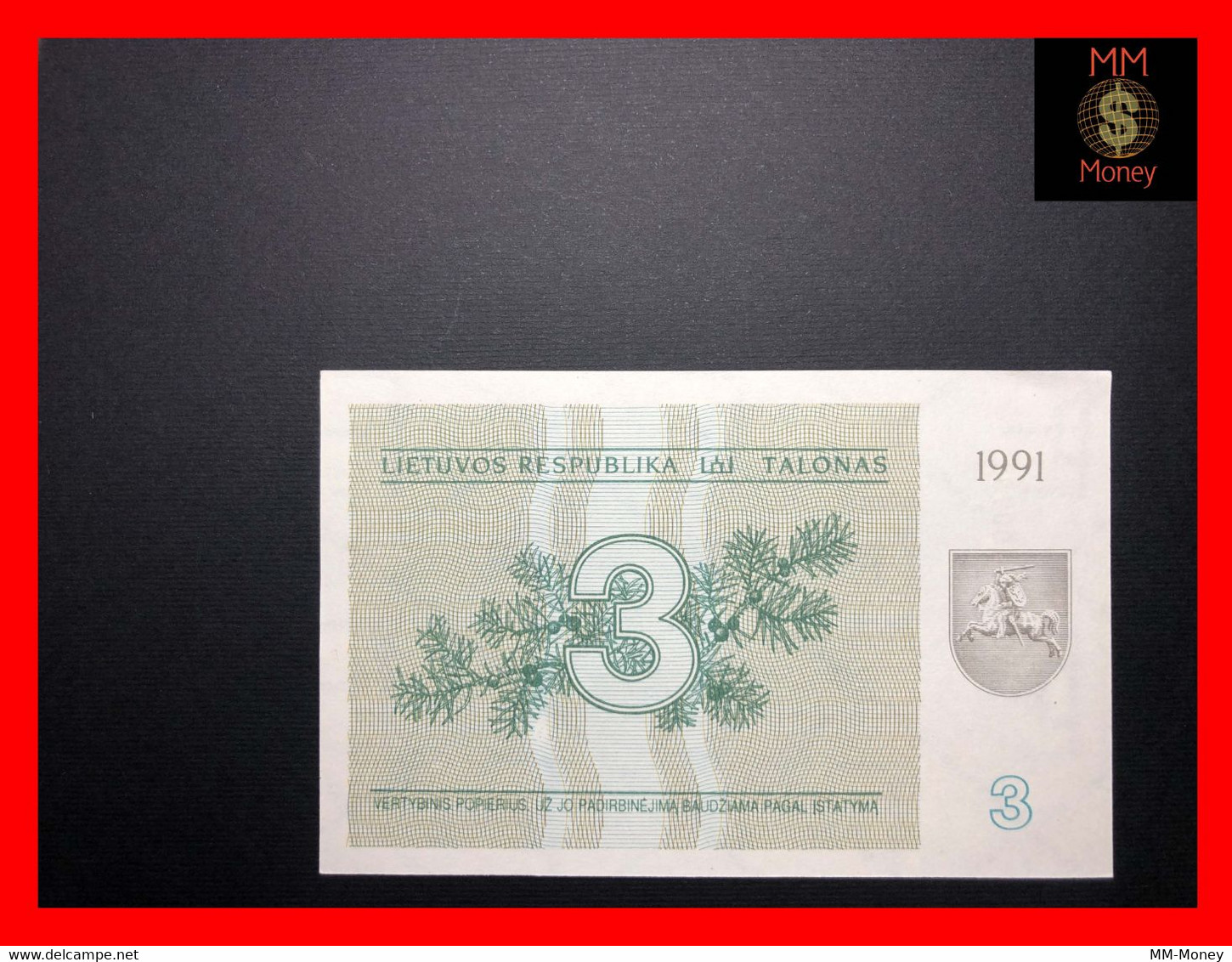 LITHUANIA 3 Talonas 1991  P. 33 B  UNC - Lituania