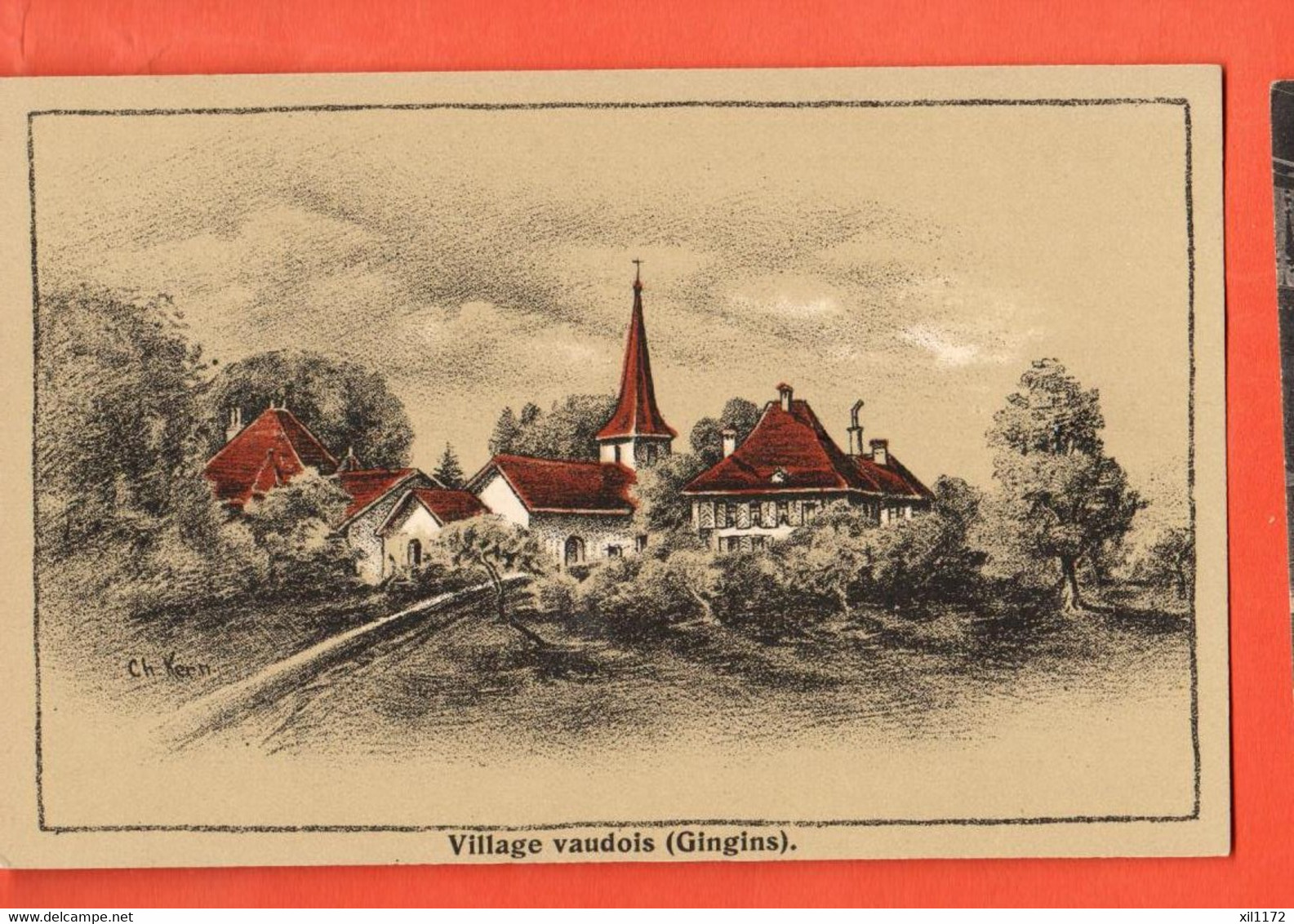 HCF-31  Litho Village De Gingins.  Kern Cheserex-Nyon, Non Circulé - Chéserex