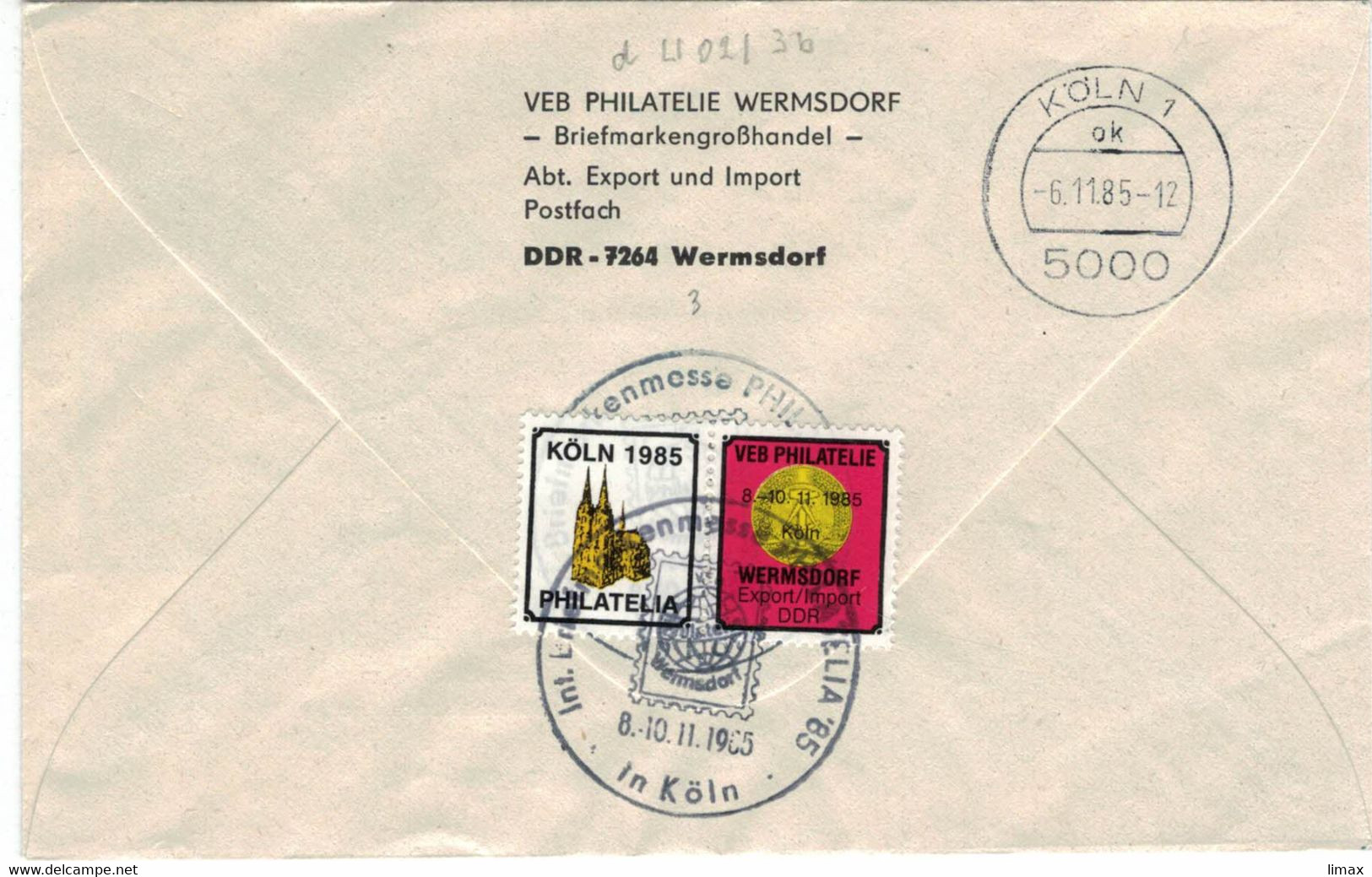 VEB Philatelie Wermsdorf Export > 5000 Köln - Rochsburg Schwarzenberg Stein Burgen DDR - Eilsendung - Briefomslagen - Gebruikt