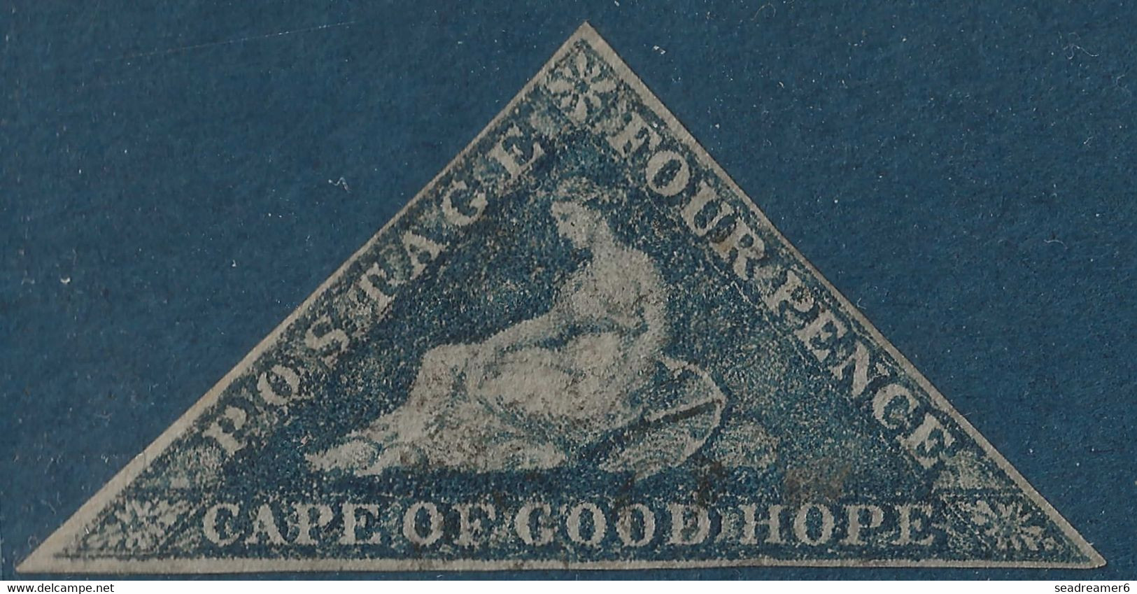 Cap Of Good Hope N°8 (steel/blue Gibbons N°19c) 4 Pence Bleu Acier Oblitéré Leger TTB Signé Calves - Kap Der Guten Hoffnung (1853-1904)