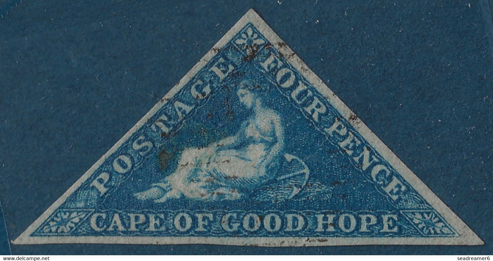 Cap Of Good Hope N°2 (deep/blue Gibbons N°2) 4 Pence Bleu Profond  Belles Marges Oblitéré Leger TTB Signé Brun & Calves - Cap De Bonne Espérance (1853-1904)